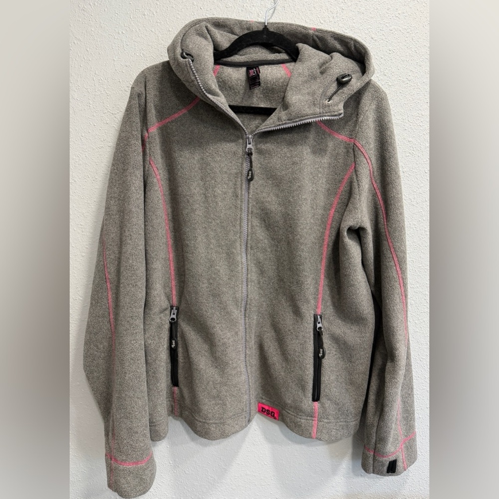 Diva’s Snow Gear DSG | Women’s Gray Fleece Hooded Zipper Jacket, Size X-Large